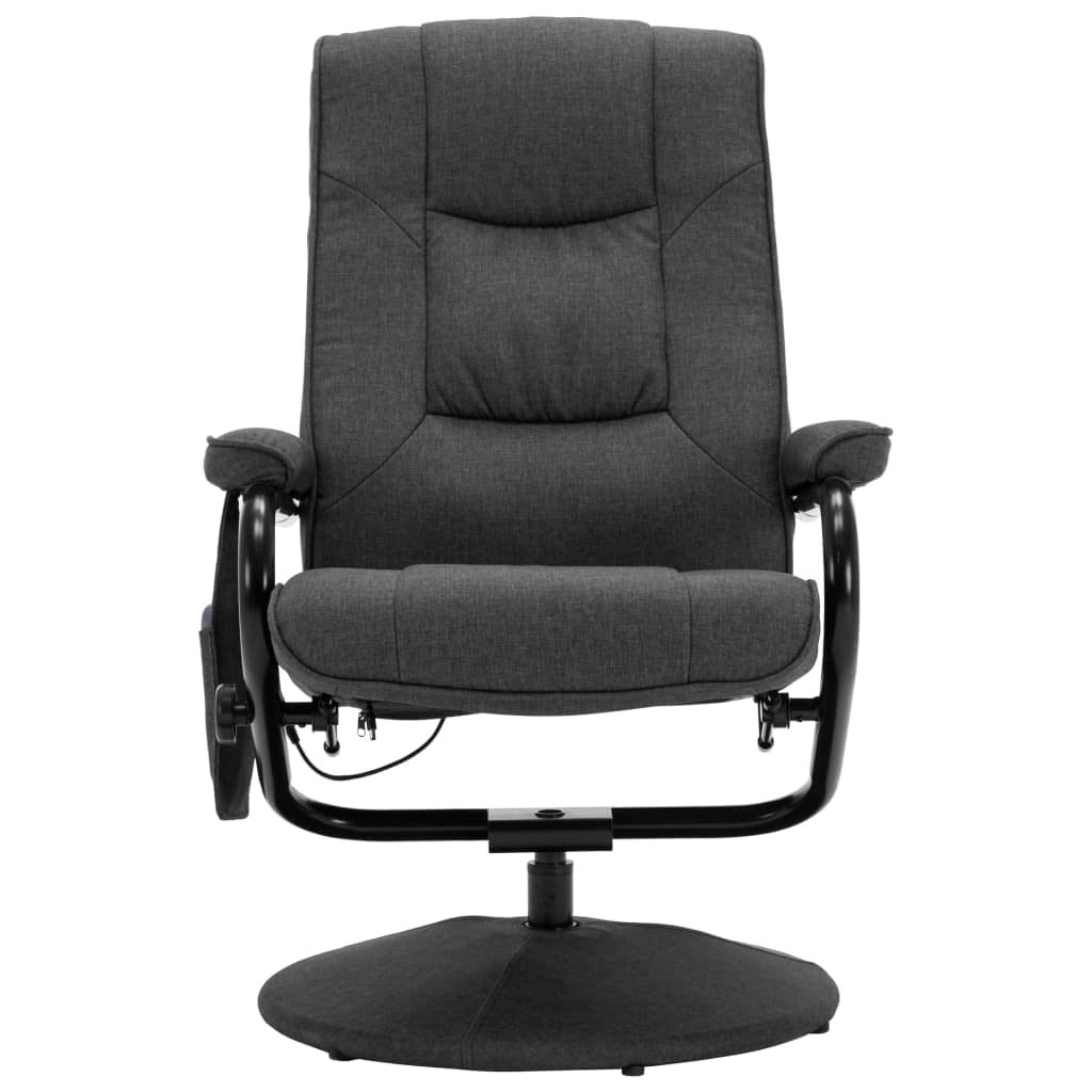 vidaXL Dark Gray Massage Recliner with Footrest - Fabric Upholstered, Adjustable Backrest, Recline, Heated Waist Zone, 8-Point Massage, Stylish Modern Design for Any Room
