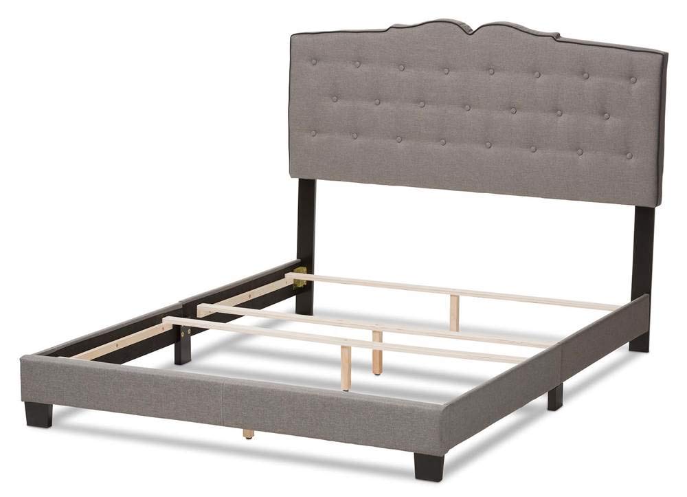 Baxton Studio Vivienne Modern and Contemporary Light Grey Fabric Upholstered Queen Size Bed