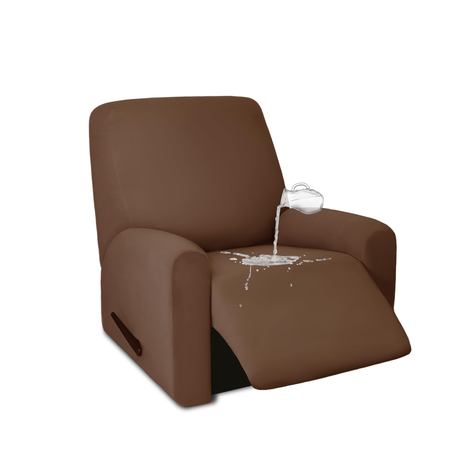 Purefit 100% Dual Waterproof Recliner Cover, Waterproof Couch Cover For Recliner - Stretch Non Slip Fleece Sofa Covers Washable, Leakproof Furniture Protector For Kids, Pets, Dog (Recliner, Brown)