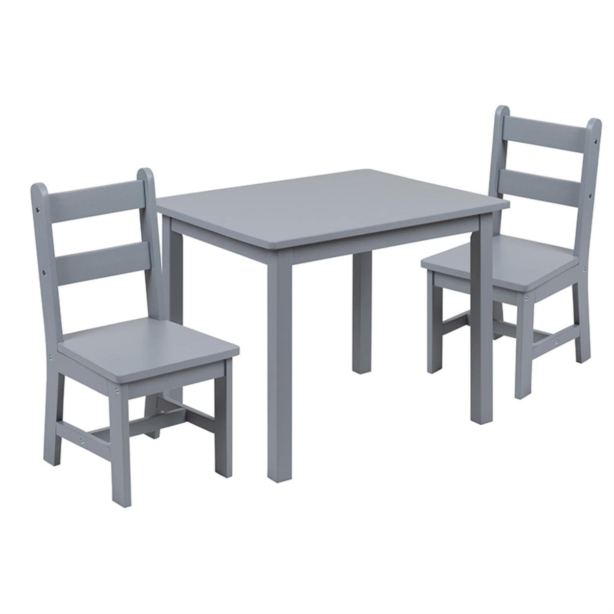 Flash Furniture Kyndl Kids Solid Hardwood Table and Chair Set for Playroom, Bedroom, Kitchen - 3 Piece Set - Gray