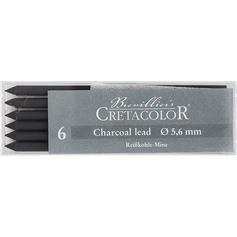 Soft Charcoal Integral Pencil, Grey, O 5.6 Mm, 6 Pieces, Cretacolor, 26001