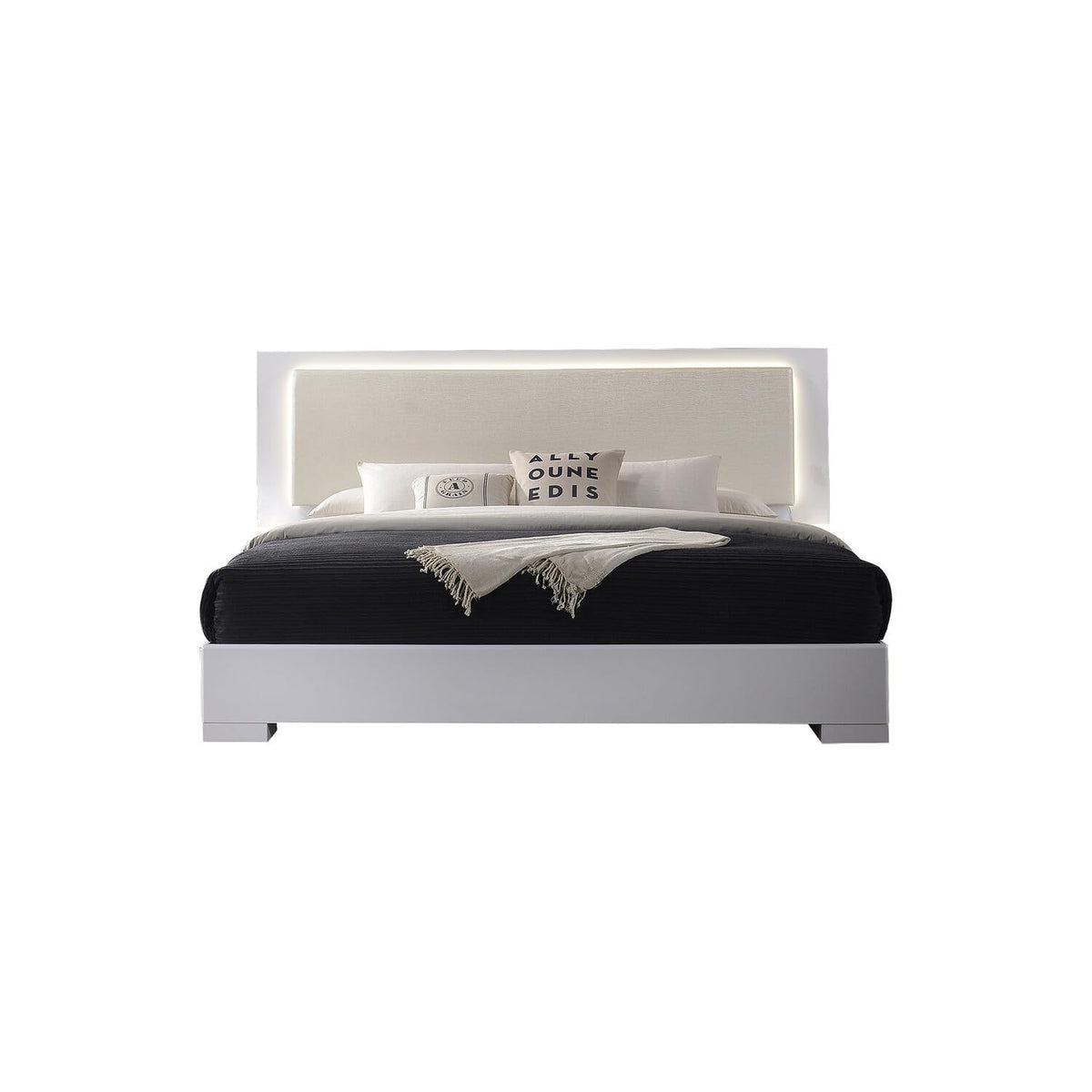 Best Master Furniture Athens White With Led Lighting Platform Bed Queen