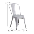 Flash Furniture Perry Indoor/Outdoor Commercial Stackable Chair With Polystyrene Seat - Silver Metal Frame - Gray Poly Resin Seat - Rounded Seat Edges For Comfort