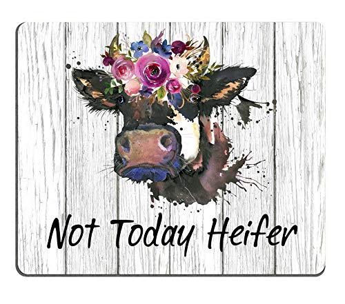 Smooffly Funny Quote Mouse Pad, Not Today Heifer,Office Desk Accessories, Cow Presents For Her, Office Decor, Cow Mousepad, Quot