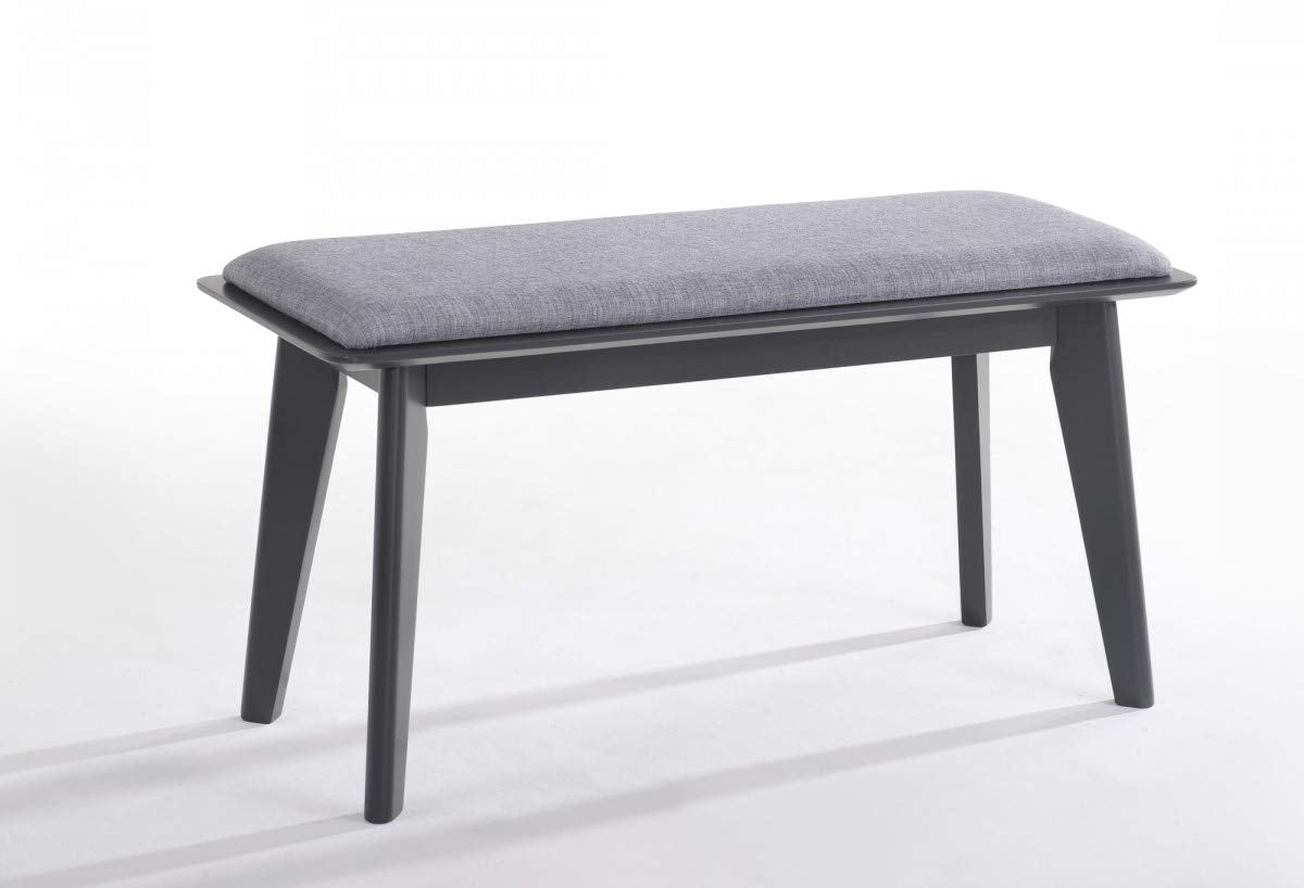 HomeRoots Fabric, Wood Modern Grey Fabric Upholstered Dining Bench w/Charcoal Grey Painted Wood Legs