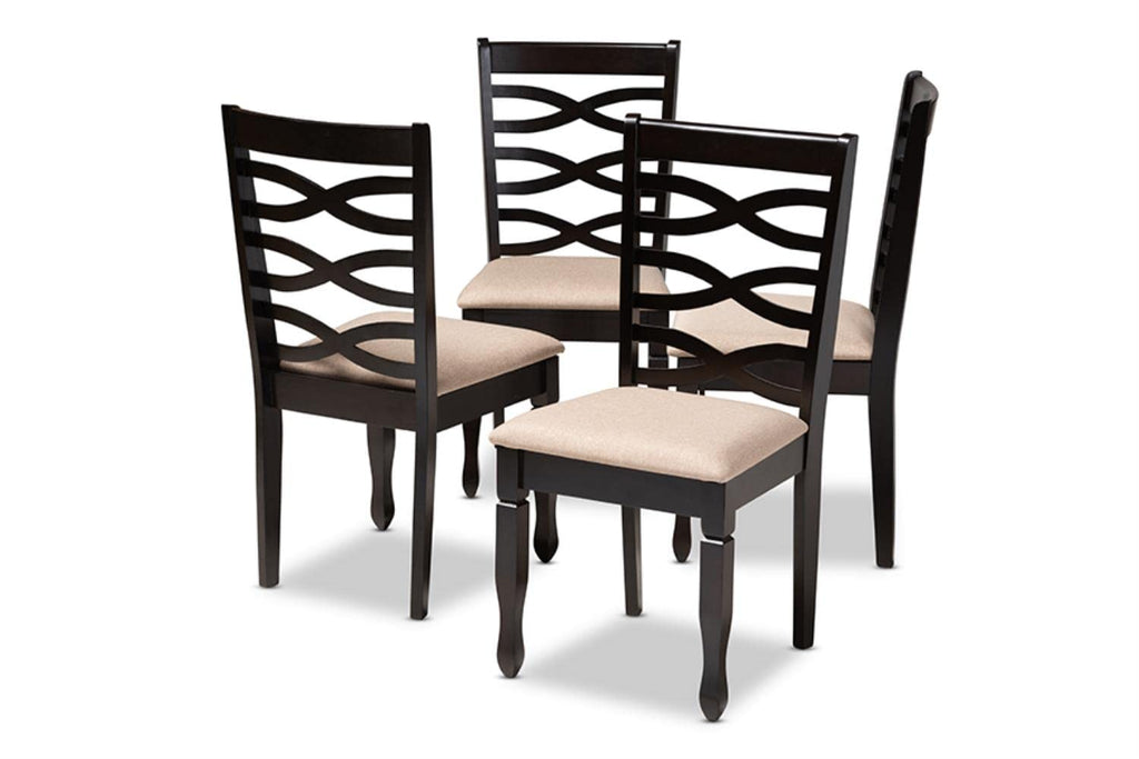 Baxton Studio Lanier Modern and Contemporary Sand Fabric Upholstered Espresso Brown Finished Wood Dining Chair