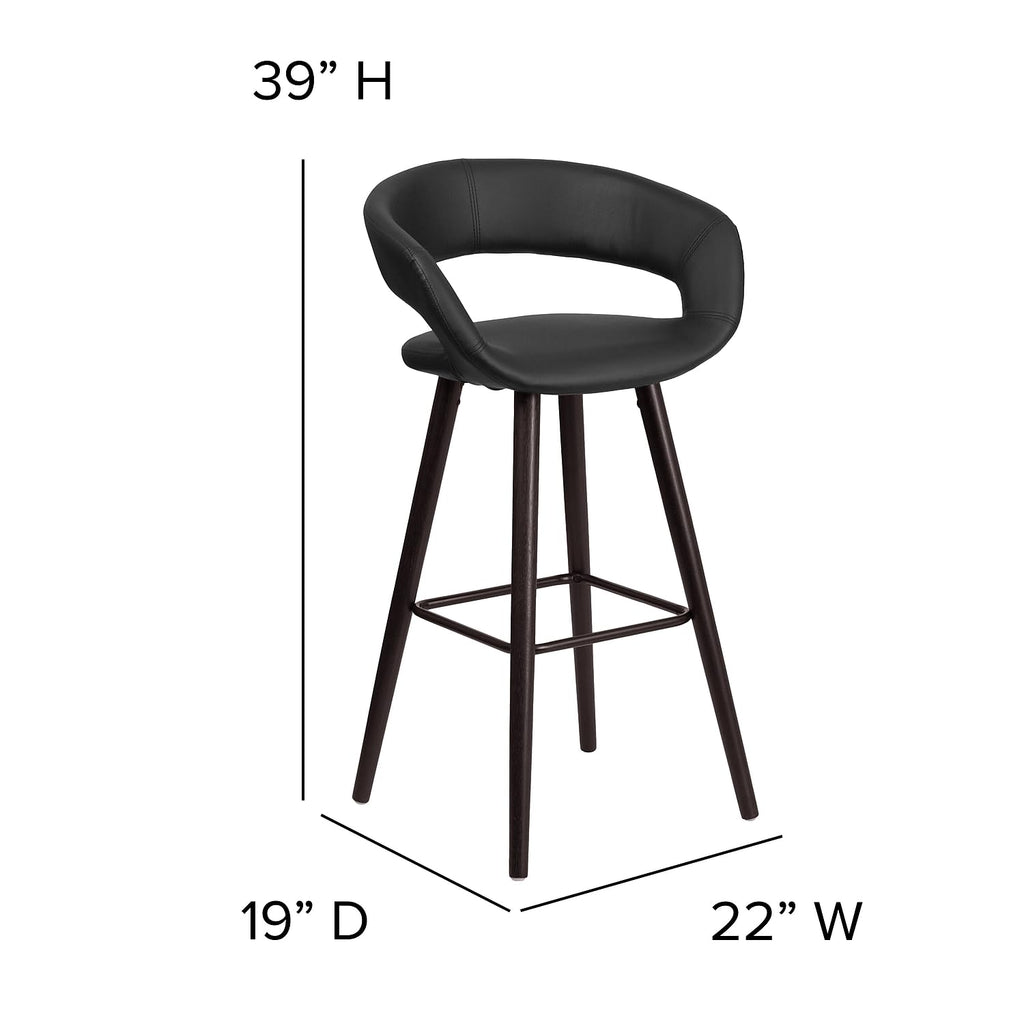 Flash Furniture Brynn Series 29'' High Contemporary Cappuccino Wood Barstool in Black Vinyl