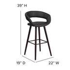 Flash Furniture Brynn Series 29'' High Contemporary Cappuccino Wood Barstool in Black Vinyl