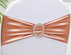 Gankar 50Pcs Stretch Spandex Chair Sashes For Wedding Chair Bands With Buckles, Rose Gold Chair Bows For Party Banquet Theme Eve