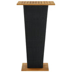 vidaXL Modern Outdoor Patio Bar Table, Weather-Resistant PE Rattan and Durable Solid Acacia Wood, Square Design, Black 23.6"x23.6"x43.3"