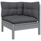vidaXL Solid Pinewood Patio Lounge Set 10 Piece with Cushions Garden Outdoor Lawn Yard Terrace Balcony Wooden Seat Seating Furniture Gray