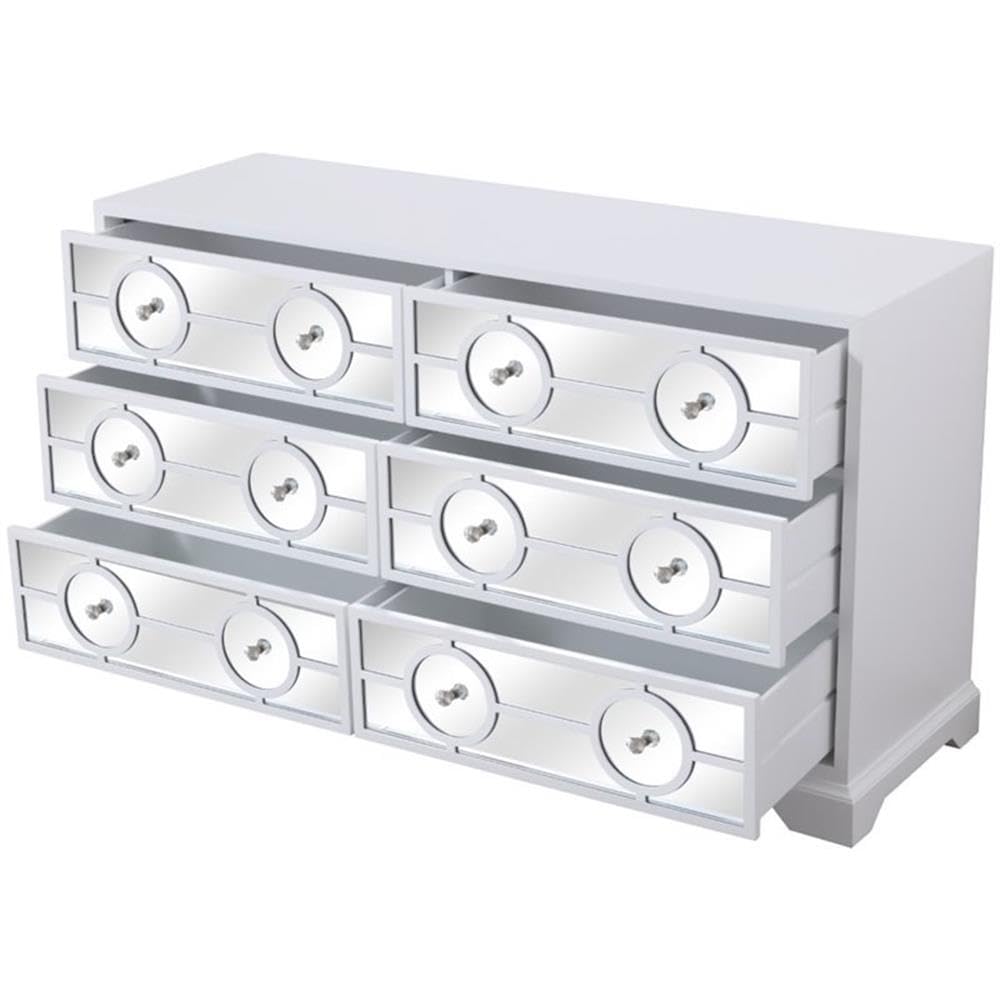 Elegant Decor Modern 6 Drawer 60" Dresser in Hand Painted White