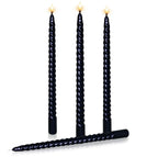 Taper Candles, Glossy Metal Style Halloween Candles Ture Dripless Black Taper Candles Set of 4,Smokeless Candles,Unscented Taper