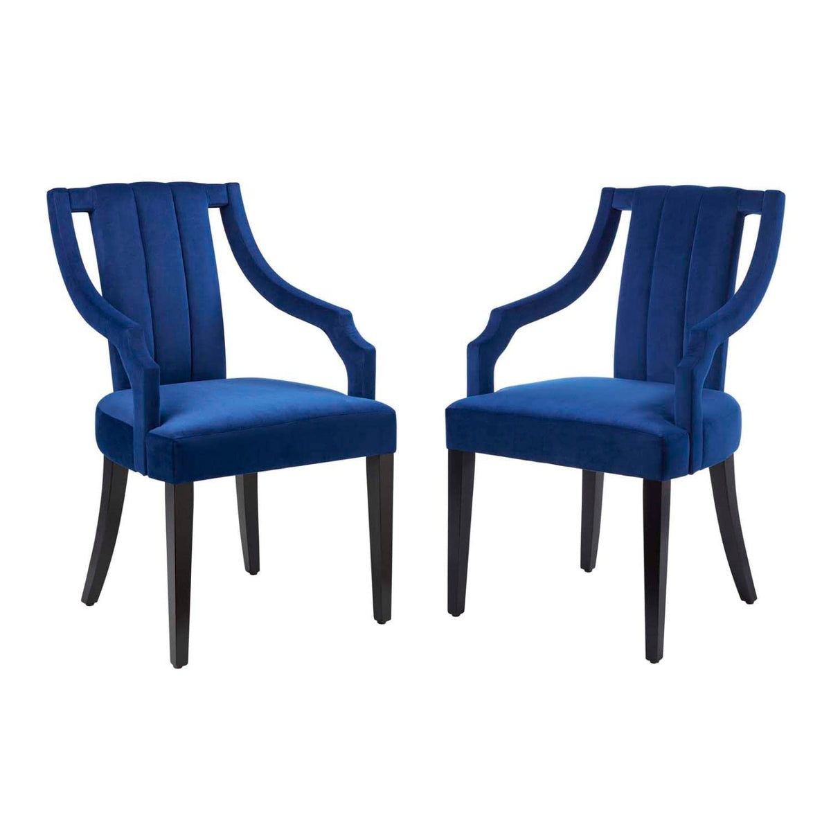 Modway Virtue Performance Velvet Dining Chairs in Navy (Set of 2)