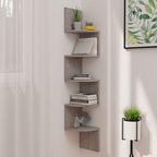 vidaXL Wall Corner Shelf Concrete Gray 7.5"x7.5"x48.4" Chipboard