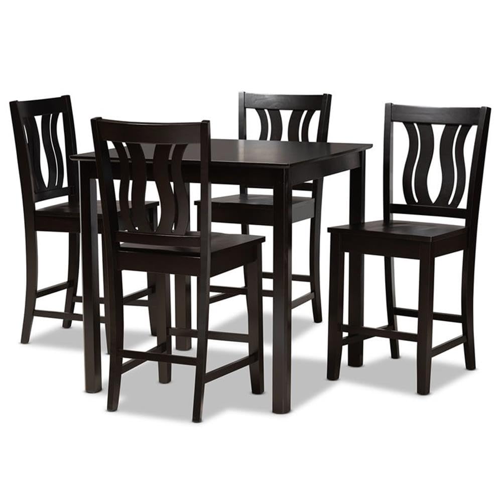 Baxton Studio Fenton Modern and Contemporary Transitional Dark Brown Finished Wood 5-Piece Pub Set