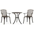 vidaXL 3-Piece Patio Bistro Set in Brown Bronze - Durable Cast Aluminum Design – Elegant Outdoor Seating for Balcony, Backyard, or Garden