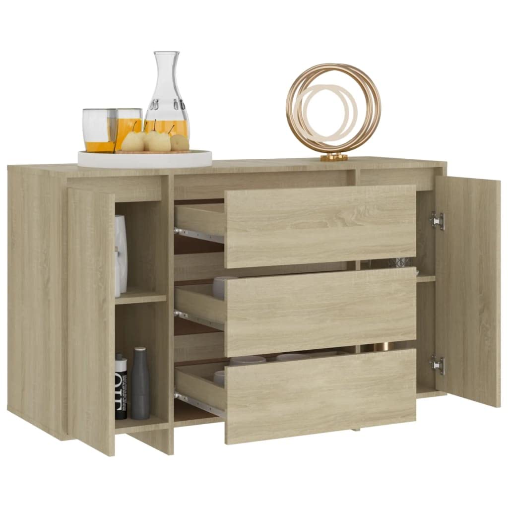 vidaXL Sideboard with 3 Drawers Sonoma Oak 47.2&quot;x16.1&quot;x29.5&quot; Chipboard