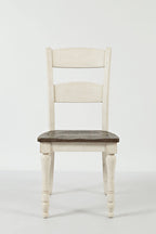 Jofran Madison County Reclaimed Solid Wood Farmhouse Ladderback Dining Chair (Set of 2), Vintage White, Dining Height