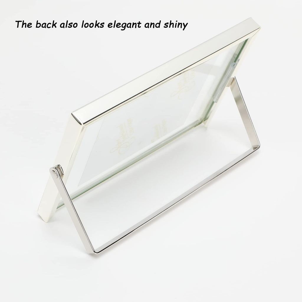 Ahago Silver Floating Frame (4''X6'', Horizontal), For Picture 3X5, 2X3, 1X2, Tabletop Shelf Photo Frame, Modern Minimalist Styl