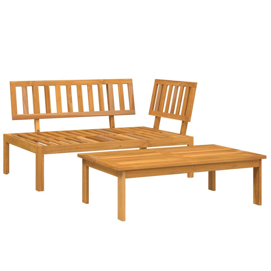 vidaXL Set of 2 Patio Furniture Garden Pallet Sofas and Cushions Acacia Wood