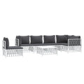vidaXL 8 Piece Patio Lounge Set with Cushions in Modern White Steel Design for Garden, Poolside, Deck, Patio or Other Outdoor Sp