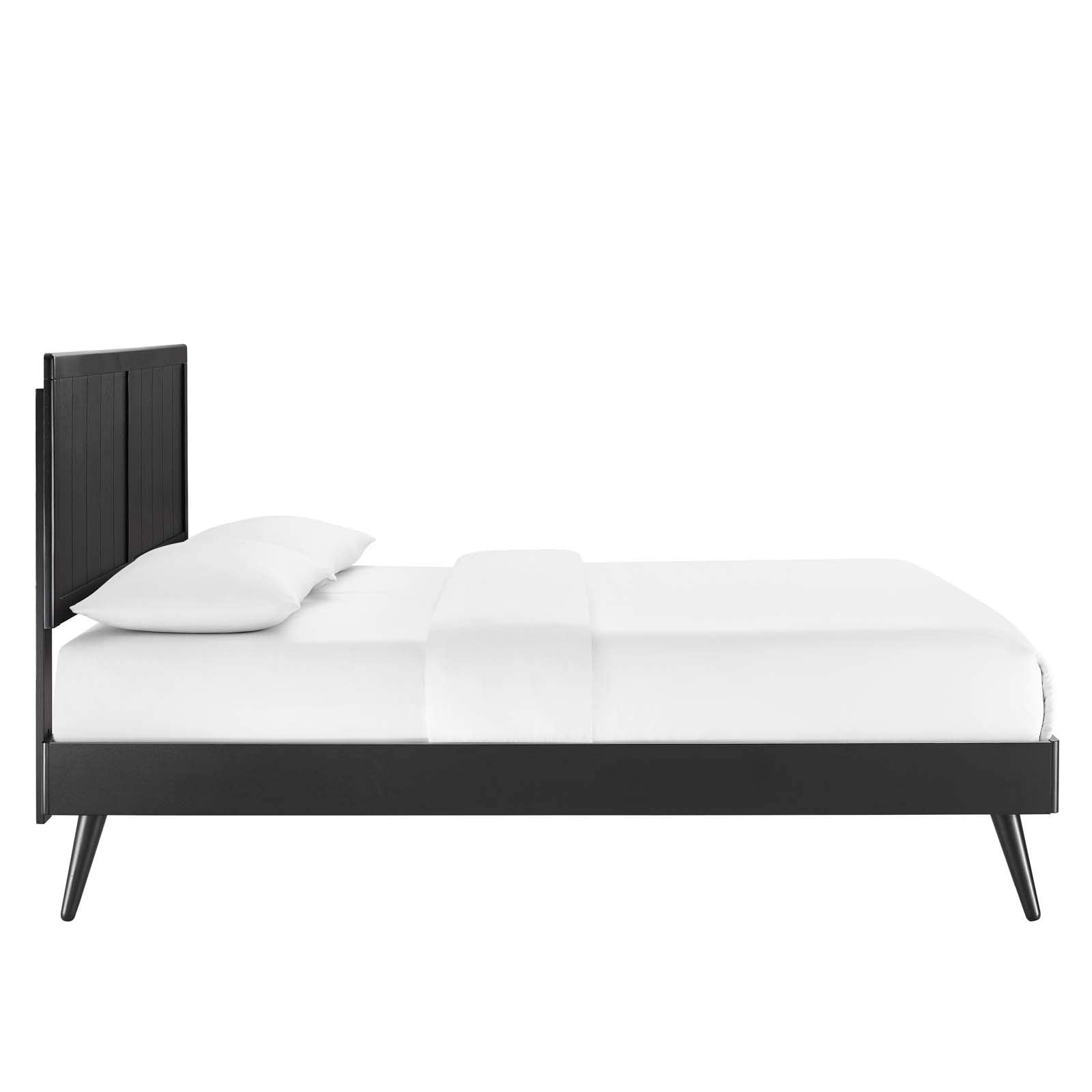 Modway Alana Wood Queen Platform Bed In Black With Splayed Legs