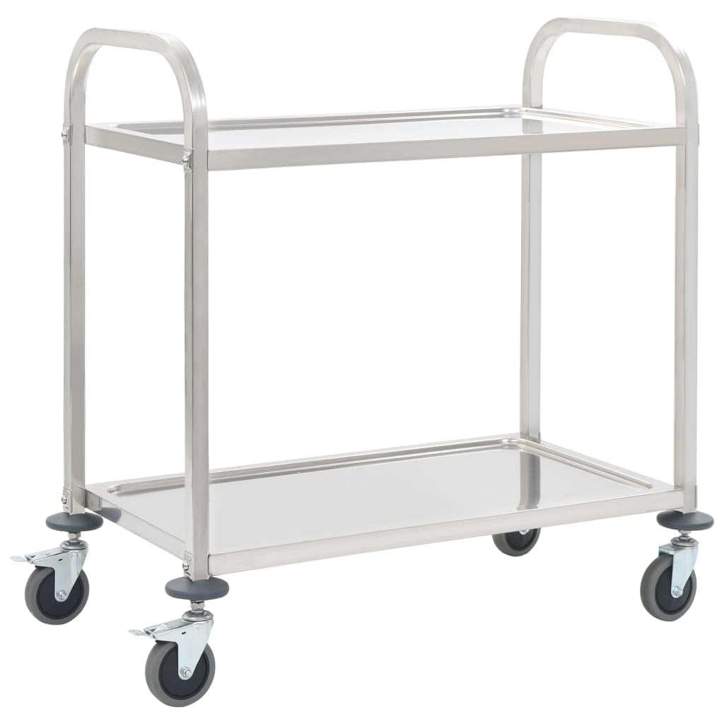 FAMIROSA 2-Tier Kitchen Trolley 42.1x21.7x35.4 Stainless Steel