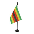 Zimbabwe Table Flag 4' X 6' - Zimbabwean Desk Flag 15 X 10 Cm - Black Plastic Stick And Base - Az Flag