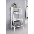 Furnifox Classic Ladder Shelf, White, Wood, 4Tier Storage, AFrame, Space Saving Bathroom Organiser (White)