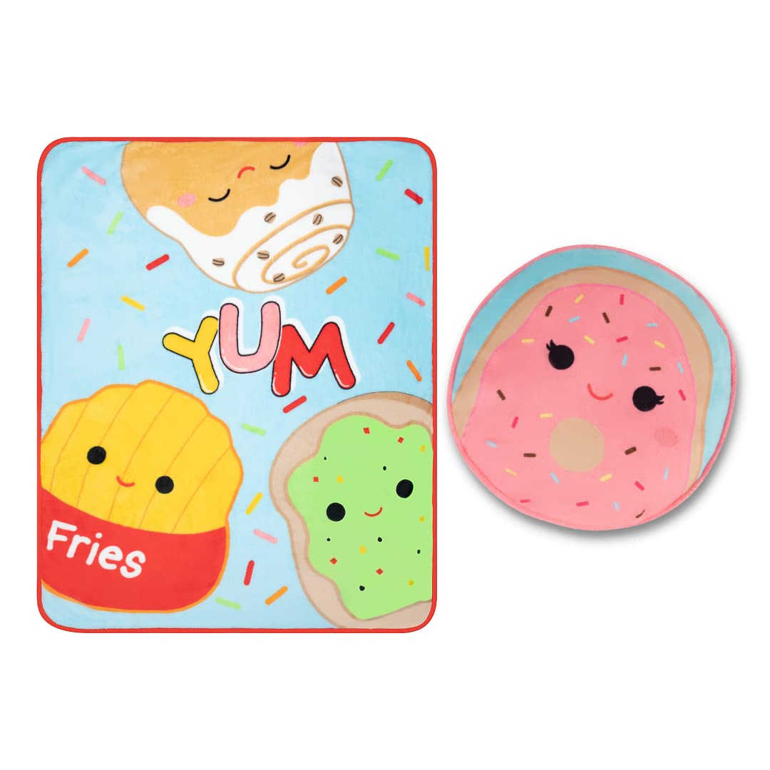 Franco Squishmallows Bedding Super Soft Plush Decorative Pillow And Throw Set, 40 In X 50 In, (Official Squishmallows Product)