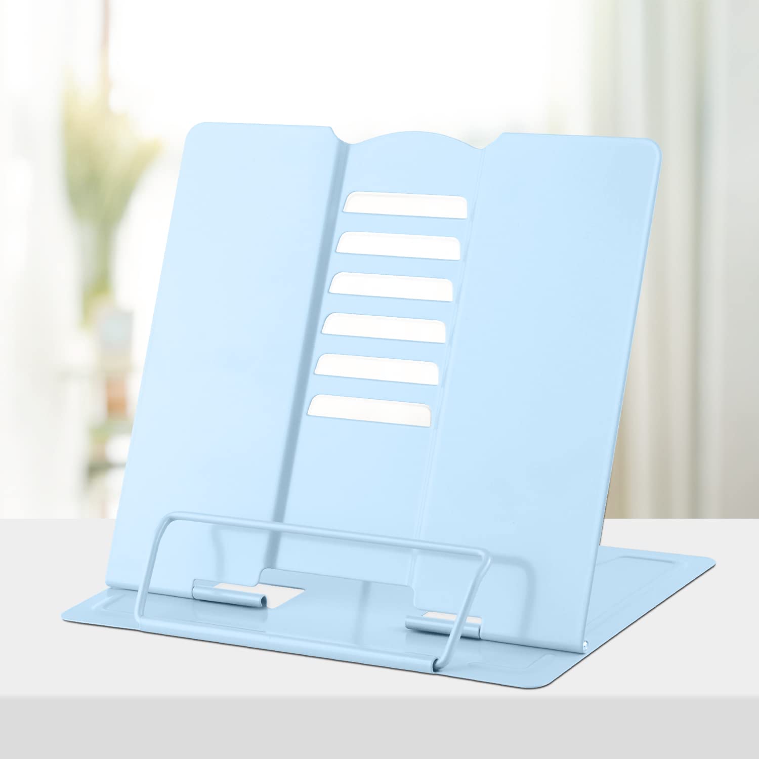 Honagu Metal Desk Book Holder, Adjustable Cookbook & Document Holder, Portable Bookstand For Music Books, Textbooks, Recipes, Ta