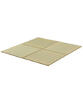 FULI Japanese Square Tatami Rug, Lightweight Igusa Mat (Japanese Rush Grass), Made in Japan (Natural, 4 Pieces)
