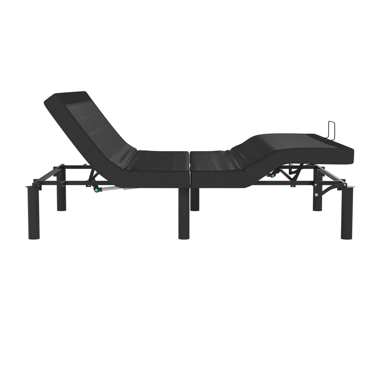 Flash Furniture Selene Adjustable Bed Base-Black Anti-Skid Upholstery-Height Adjustable Legs-Programmable Wireless Remote-Independent Head/Foot Incline-Queen