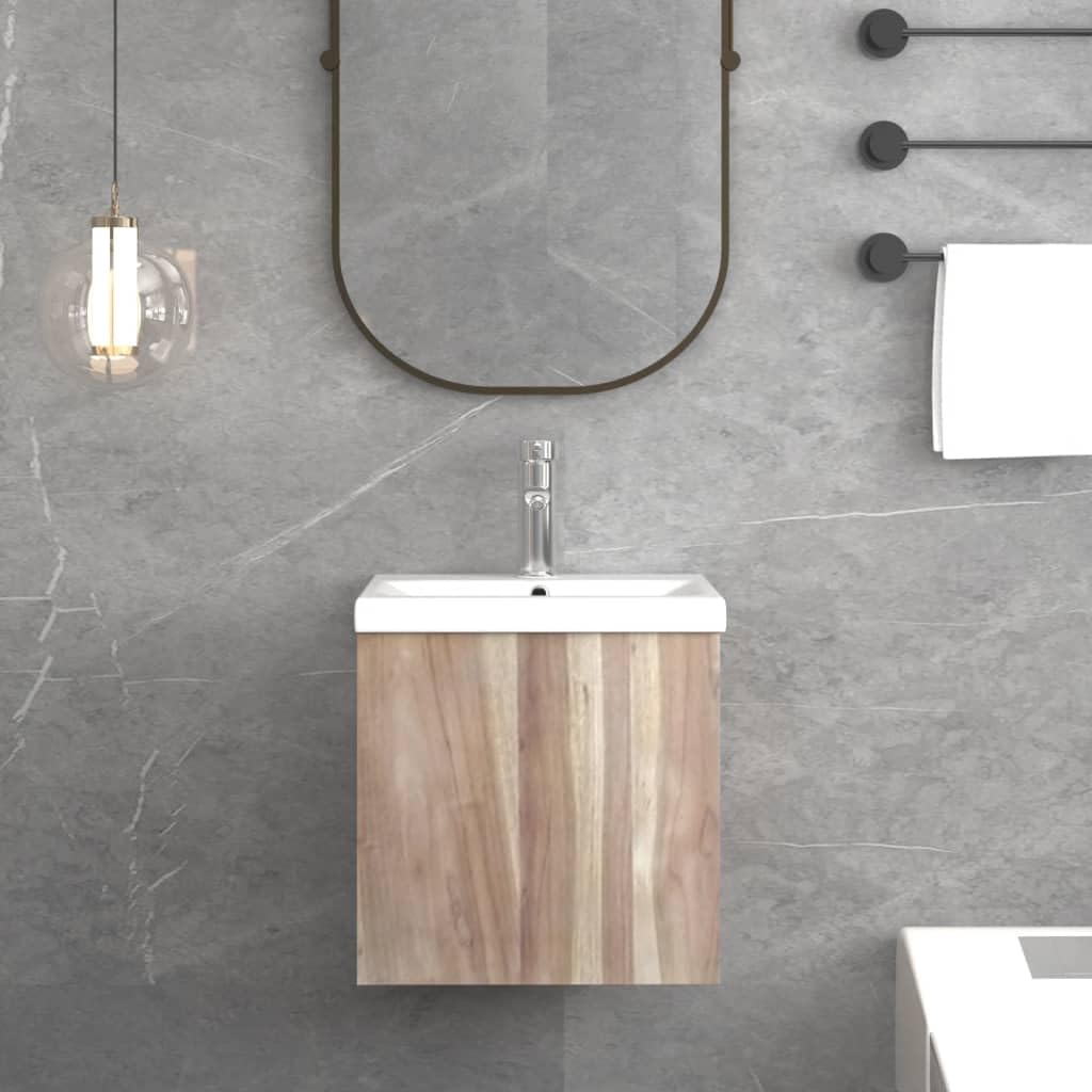 vidaXL Wall-Mounted Bathroom Cabinet 16.1&quot;x15&quot;x15.7&quot; Solid Wood Teak