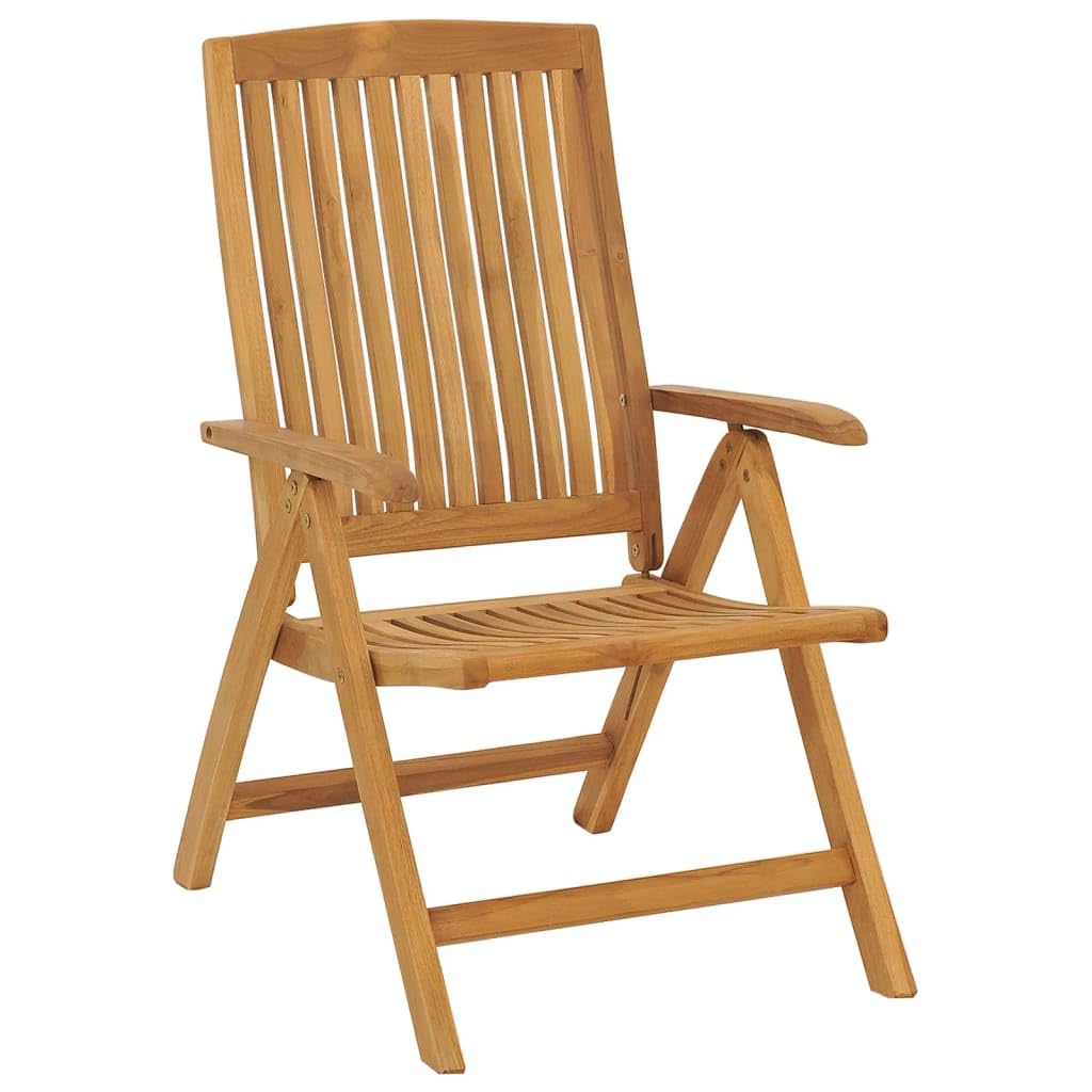 vidaXL Solid Teak Wood Reclining Patio Chairs ?Set of 4 Outdoor Garden Seating with Water-Resistant Cushions, Adjustable Backrest, Foldable Design and Anthracite Color.