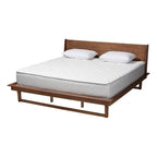 Baxton Studio Macayle Mid-Century Modern Ash Walnut Finished Wood Queen Size Platform Bed
