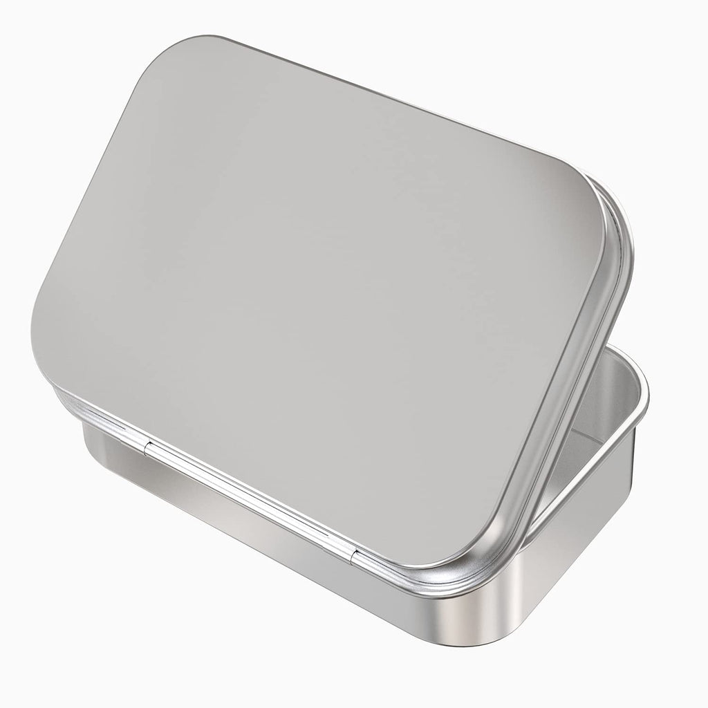 6 Pcs Metal Hinged Tin Box Container Mini Portable Small Storage Container Kit With Lid For Home Storage 4.5X3.3X0.9 Inch, Silve