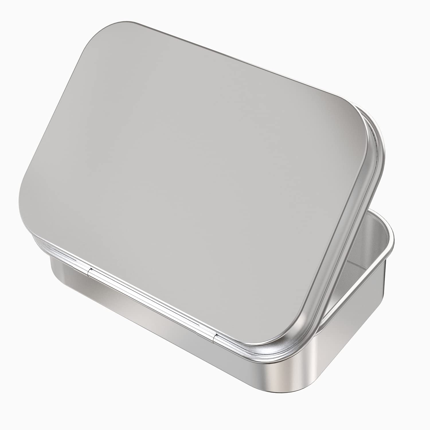 6 Pcs Metal Hinged Tin Box Container Mini Portable Small Storage Container Kit With Lid For Home Storage 4.5X3.3X0.9 Inch, Silve