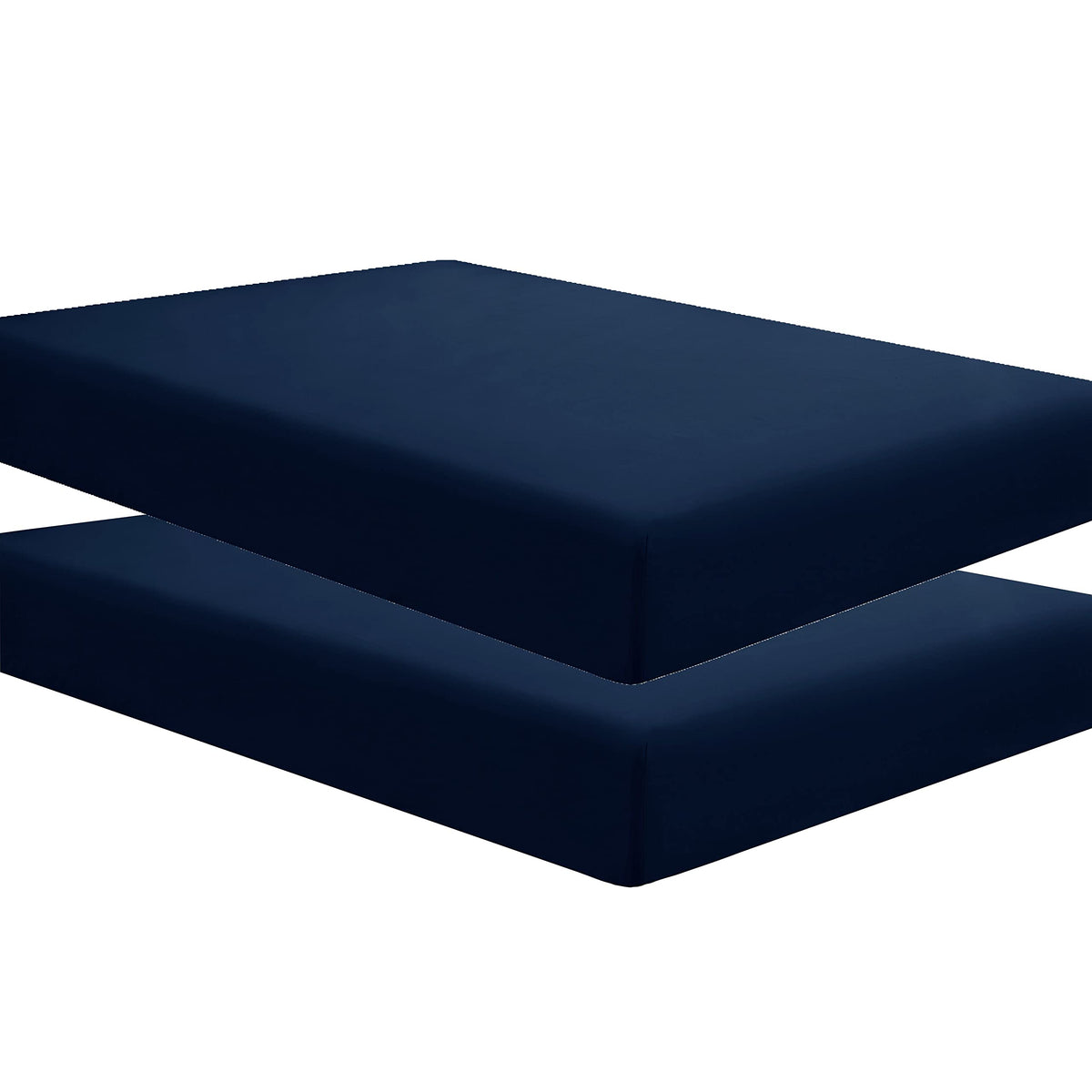 Sfoothome 2 Pack Fitted Sheets Twin Size, Brushed Microfiber, Extra Soft And Comfortable - Wrinkle, Fade Resistant,Navy Sheets W