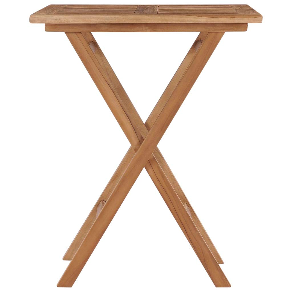 vidaXL Folding Patio Table - Fine Sanded Teak Hard Wood Garden Table - Weather-Resistant Outdoor Dining Furniture - Brown