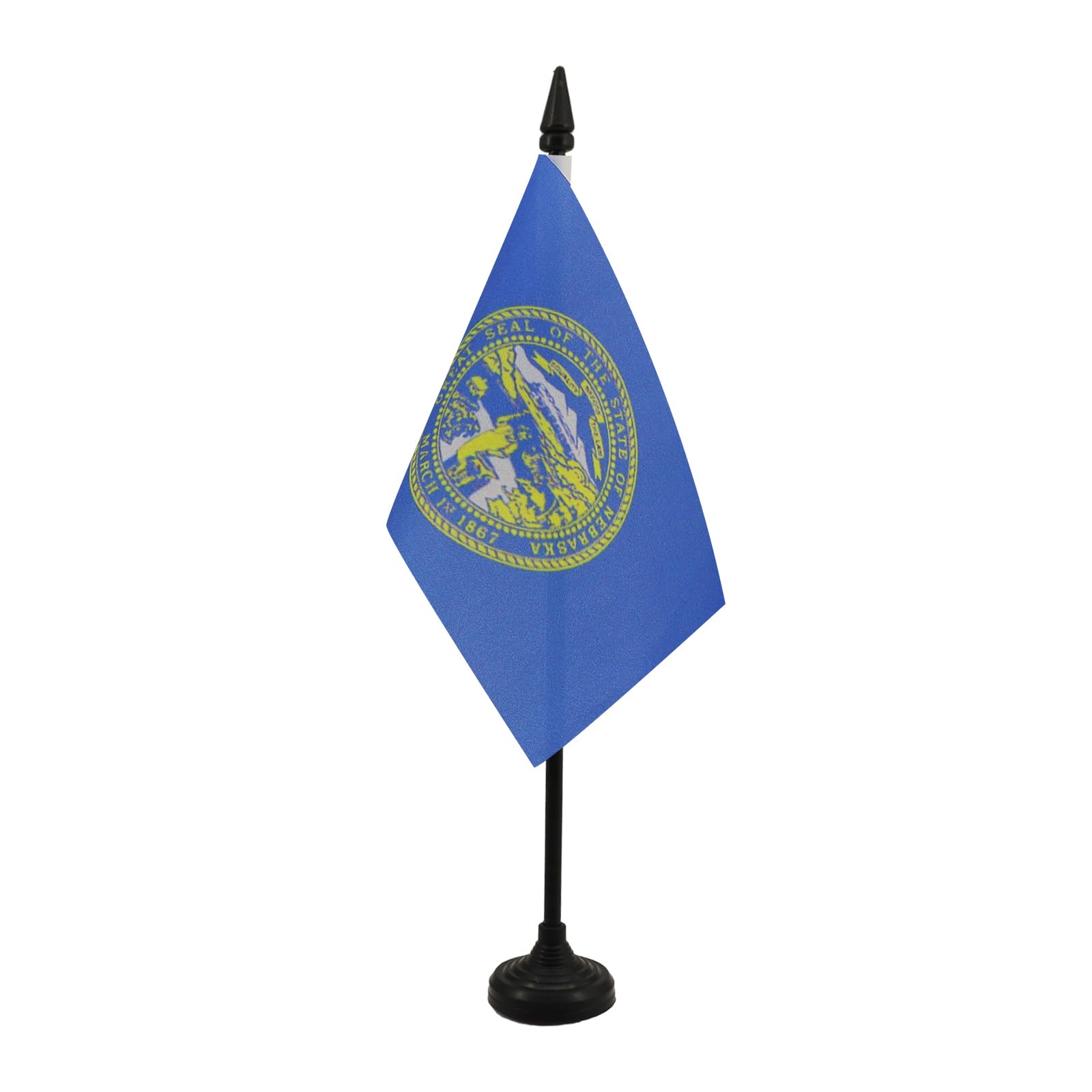 Nebraska Table Flag 4' X 6' - Us State Of Nebraska Desk Flag 15 X 10 Cm - Black Plastic Stick And Base - Az Flag