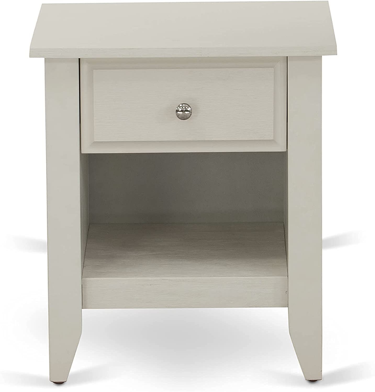 East West Furniture KD16F-1GA0C 2 Piece Set - 1 Full Size Bed Frame Dark Khaki Linen Fabric Padded and Button Tufted Headboard with 1 Nightstand Bedroom - Wire Brushed Butter Cream Finish Nightstand