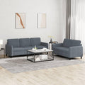 vidaXL Dark Gray Velvet Sofa Set with Sturdy Plywood & Metal Frame, Comfortable Padding - Includes Two and Three-Seater Sofas