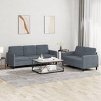 vidaXL Dark Gray Velvet Sofa Set with Sturdy Plywood & Metal Frame, Comfortable Padding - Includes Two and Three-Seater Sofas