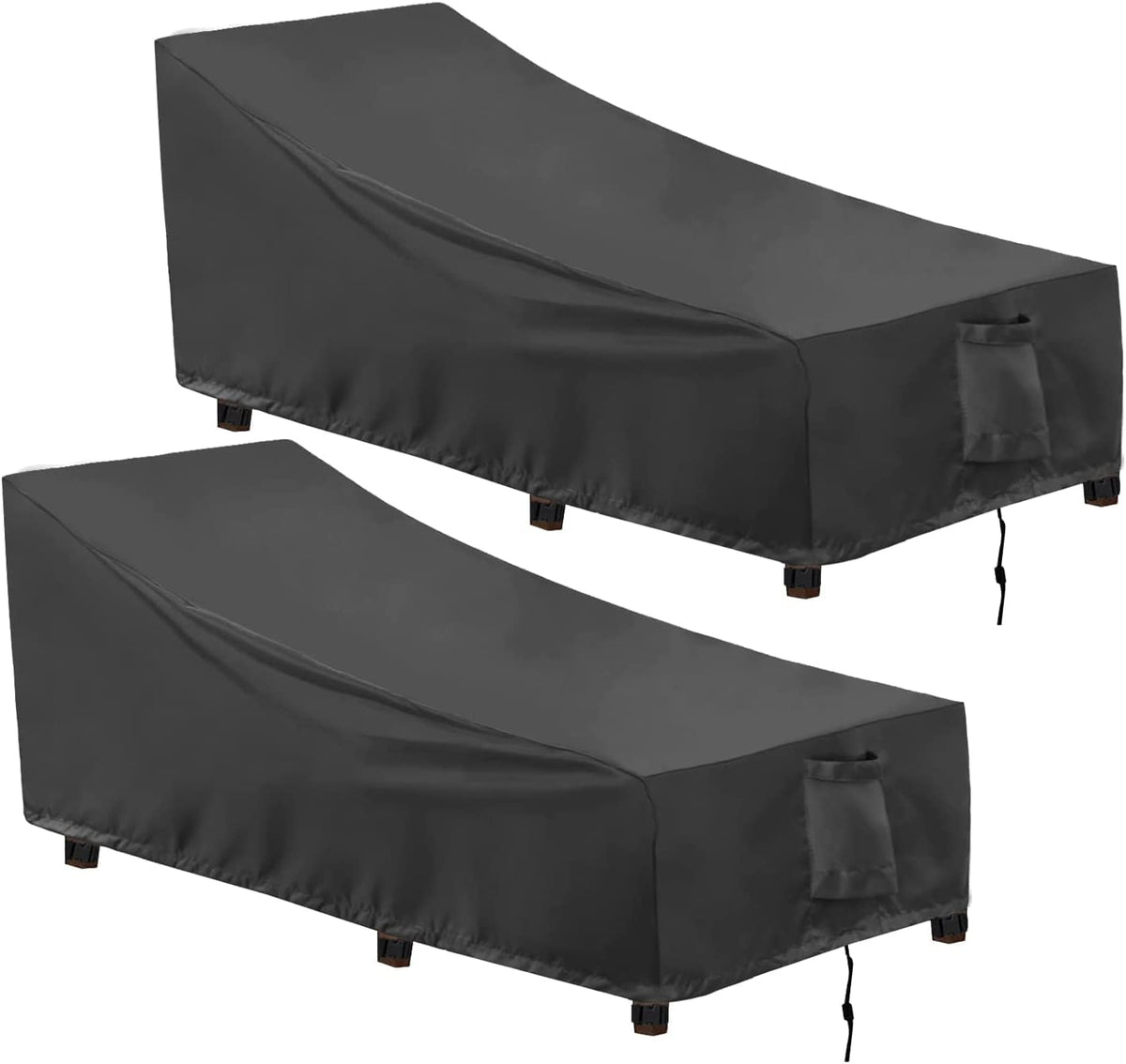 Outdoorlines Outdoor Waterproof Patio Chaise Lounge Chair Cover - Uv Resistant Lounger Covers Heavy Duty Weatherproof Patio Sofa Furniture Covers, 2 Packs, 68Wx30Dx30H Inches, Black