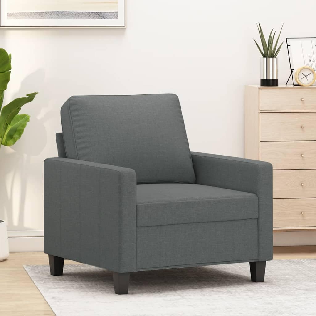 vidaXL Modern Dark Gray Sofa Chair with Polyester Fabric Upholstery and Durable Metal Frame for Living Room or Office