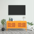 vidaXL Industrial-Style TV Stand - Mustard Yellow - Indoor Entertainment Center with Adjustable Height, Large Storage Capacity & Cable Management - 41.3"x13.8"x19.7"