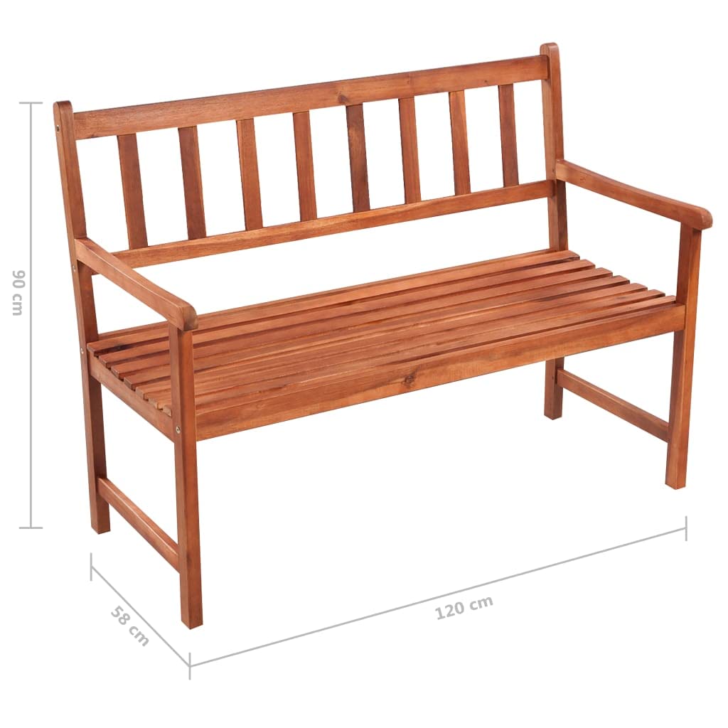 vidaXL Classic Patio Bench with Cushion: Solid Acacia Wood Construction, Easy Assembly, Suitable for Outdoor Use, Comfortable Seating with Backrest and Armrests, Includes Secure Cushion - Anthracite