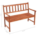 vidaXL Classic Patio Bench with Cushion: Solid Acacia Wood Construction, Easy Assembly, Suitable for Outdoor Use, Comfortable Seating with Backrest and Armrests, Includes Secure Cushion - Anthracite